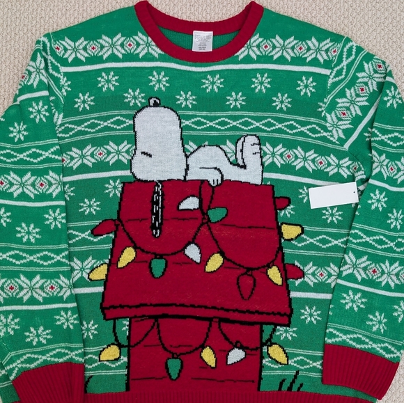 NWT Peanuts Snoopy Chillin' Dog House Christmas Ugly Sweater Adult 3XL 3XG XXXL - Picture 2 of 13
